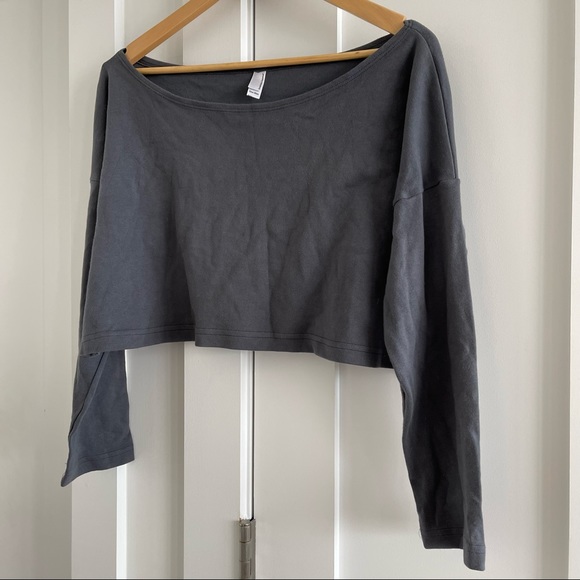 Grey long sleeve curve hugging crop top - Picture 3 of 6